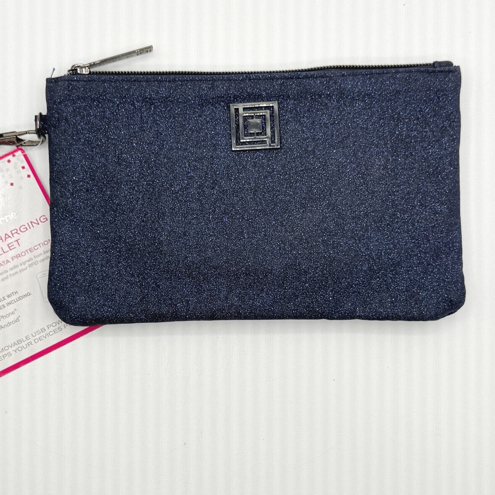 Liz Claiborne Phone Charging Wallet‎ RFID Data Protection Midnight Glitter